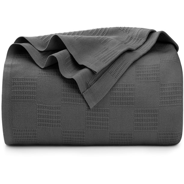 Colcha Utopia de cama, color gris ahumado, 100% algodón, tamaño King, 350 g/m²