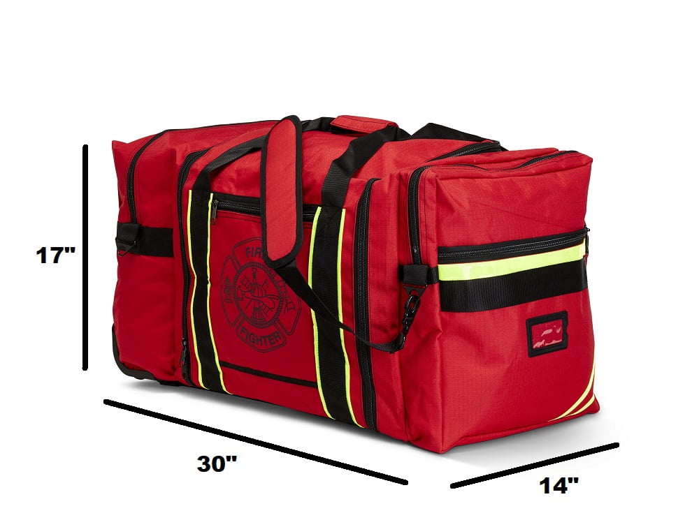 LINE2design Wheeled Firefighter  Jumbo Turnout Gear Bag, Red, 1 Pack