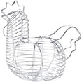 thumbnail image 1 of Cestas de alambre de metal para huevos, soporte con forma de pollo, cesta rústica redonda con asa, 1 of 4