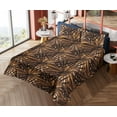thumbnail image 4 of Ambesonne Hawaii Themed Fitted & Flat Sheet with Shams 4 Pcs Set, Tropical Neutral Leaf, Calking, Pale Vermilion Seal Brown, 4 of 5