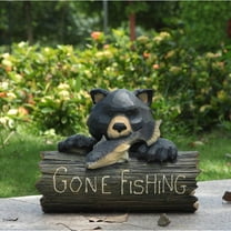 Hi-Line Gift Ltd Bear with "Go Fishing" Sign Statue