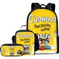 thumbnail image 2 of Cuphead-mochila escolar Mugman para niños y niñas, bolsa impermeable de dibujos animados de Anime, Oxford, bolsa de almuerzo, estuche para lápices, bolsa para portátil de viaje, 3 piezas por juego Fivean unisex, 2 of 2