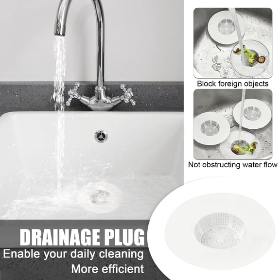 Sink Drain Strainer, 5 Inch Diameter Flexible Hair Catcher With Soft Glue Design For Bathroom, Kitchen Sink, Bathtub, Shower Drain - Prevents Clogs, Easy To Clean, Fits Most