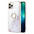 thumbnail image 2 of SaniMore for iPhone 13 Pro 6.1" 2021 Case with 360 Degree Rotating Metal Ring Shockproof TPU Backplane Marble Pattern Luxury Fashion Anti-drop Cover For iPhone 13 Pro, White, 2 of 4