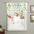 thumbnail image 2 of Sage Green Easter Tie Up Curtains for Windows, Adjustable Balloon Window Shades, Bunny Spring Floral Checkered Kitchen Window Treatments Farmhouse Short Curtains with Rod Pocket 42"x45", 2 of 8