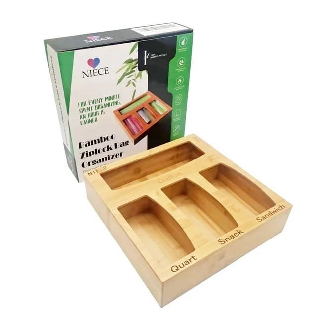 Plastic Wrap Storage Box Home Kitchen Drawer Storage Creative Multi-lattice Garbage Bag Simple Wooden Box