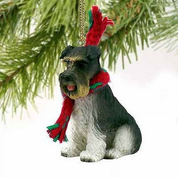 1 X Schnauzer Miniature Dog Ornament - Uncropped - Gray