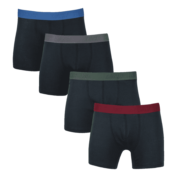 Lucky Brand Men's Dark Grey Multicolor Waistband 4 Pack Boxer Briefs (S01)  