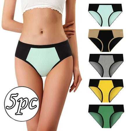 

Lzobxe Panties for Women Plus Size 5PC Women Solid Color Patchwork Panties Underwear Knickers Bikini Underpants on Clearance