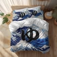 thumbnail image 2 of Ocean Waves Twin Size Comforter Set, Japanese Mountain Peaks Waves Letter Sky Bedding for All Seasons, 4 Pcs Bed Set, 1 Quiltcover (68"x86") ,1Sheet(67"x116"), 2Pillowcases (30"x20"), 2 of 10