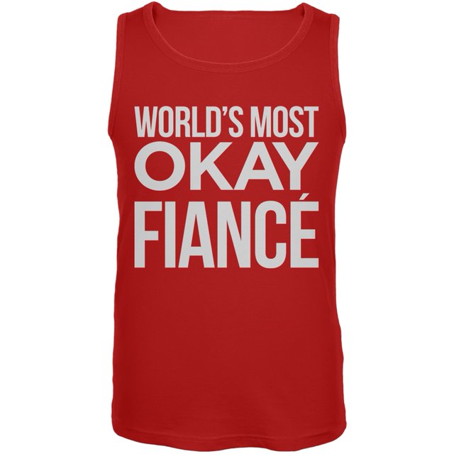 World's Most Okay Fiancé Red Mens Tank Top