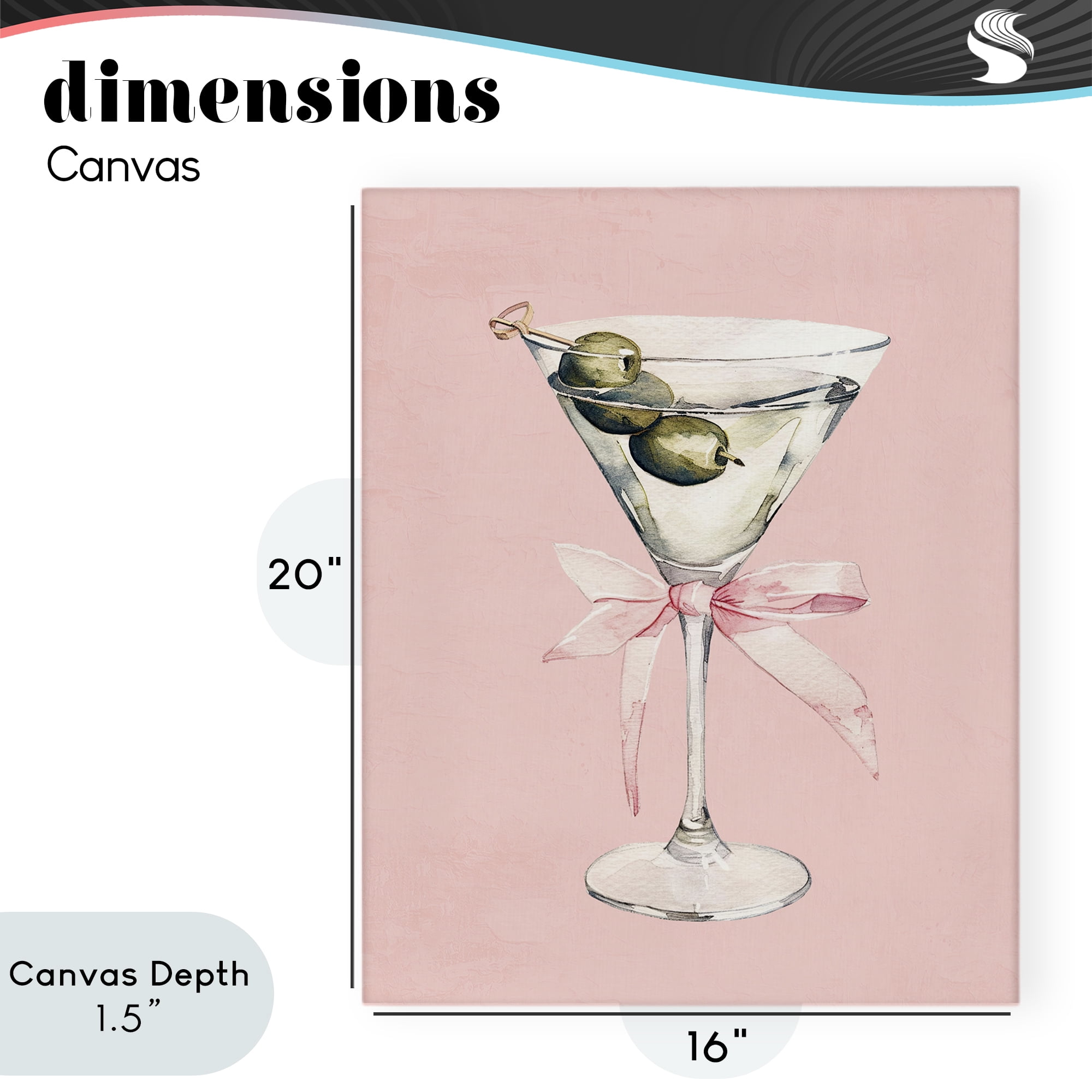 Stupell Industries Martini with Pink Bow Canvas Wall Art, design by Kim Allen