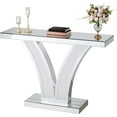 thumbnail image 3 of Glamorous Silver Mirrored Console Table with Crystal Inlays for Living Room & Entryway | Modern Glam Accent Sofa Table | Durable, Stylish Home Decor, 3 of 6