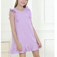thumbnail image 6 of qolati Girls Nightgown Toddler Nightwear Dress Kids Baby Sleepwear Nightshirt Summer Flutters Sleeve Ruffled A-Line Casual Midi Dresses 2-14 Years, 6 of 8