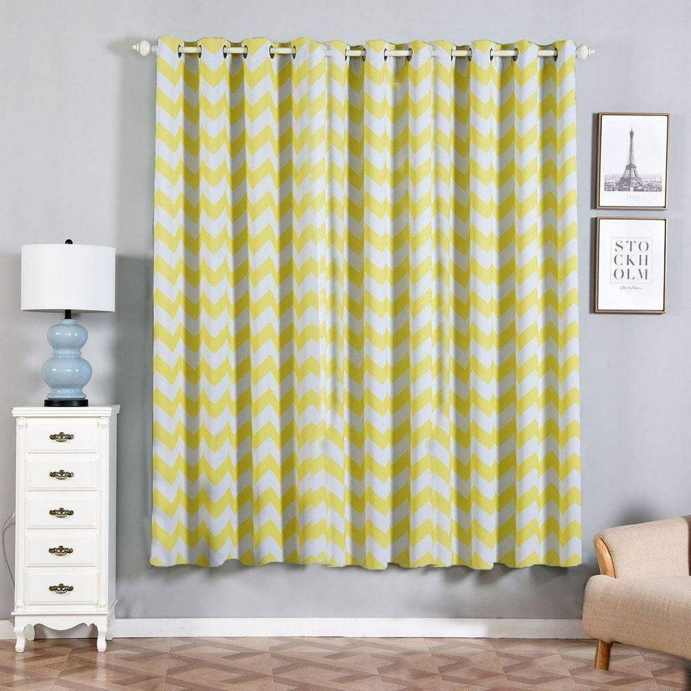 Chevron Blackout Curtains 2 Packs White and Yellow Chevron Curtains