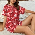 thumbnail image 4 of Balery Christmas Hohoho Conjunto de Pijama para Mujer con Estampado, Dos Piezas de Manga Corta y Shorts, Ropa de Dormir Suave con Cuello Redondo y Bolsillos-Small, 4 of 6