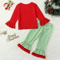 thumbnail image 5 of REgarm Toddler Girl Christmas Outfit Cute Christmas Tree Long Sleeve Shirt and Flared Bottoms Pants 2PCS Set (Red,3-4 Years), 5 of 7