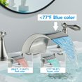 thumbnail image 2 of Zovajonia 8 "Widespread LED Bathroom Faucet Basin 3 Hole Waterfall Vanity Sink Mixer Tap Brushed Nickel, 2 of 7