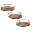 thumbnail image 1 of PEACNNG 3pcs Acacia Wood Lazy Susan Turntable Organizer Round Wooden Kitchen Countertop Rotating Spice Rack With Steel Sides 9/7/6 Inch Storage for Dining Table Cabinet Cupboard Pantry Re, 1 of 6