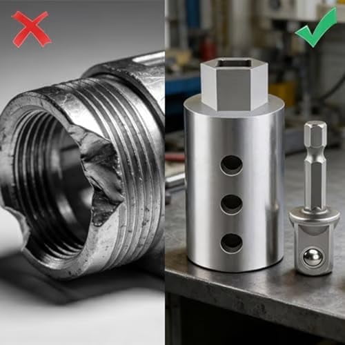Stainless Steel Trailer Jack Electric Drill Adapter, Heavy Duty Socket Bit for 1 In Jack Drive Shaft, Universal Fit for Top Wind Jacks
