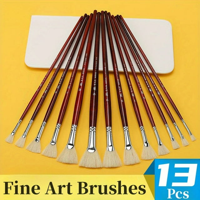 PEACNNG 12 Premium Filbert Shape Animal Hair Oil Brush Set - Professional Artist Quality - Durable and Versatile Painting Tools to Unleash Creativity
