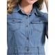 thumbnail image 5 of Vestido de mezclilla para mujer estilo CHIC Inspire, con mangas cortas, cuello de solapa, corte A, botones y largo midi, color azul claro, 5 of 6