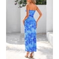 thumbnail image 3 of Vestido largo BTFBM floral sin tirantes en tubo ajustado de malla con capas, 3 of 9