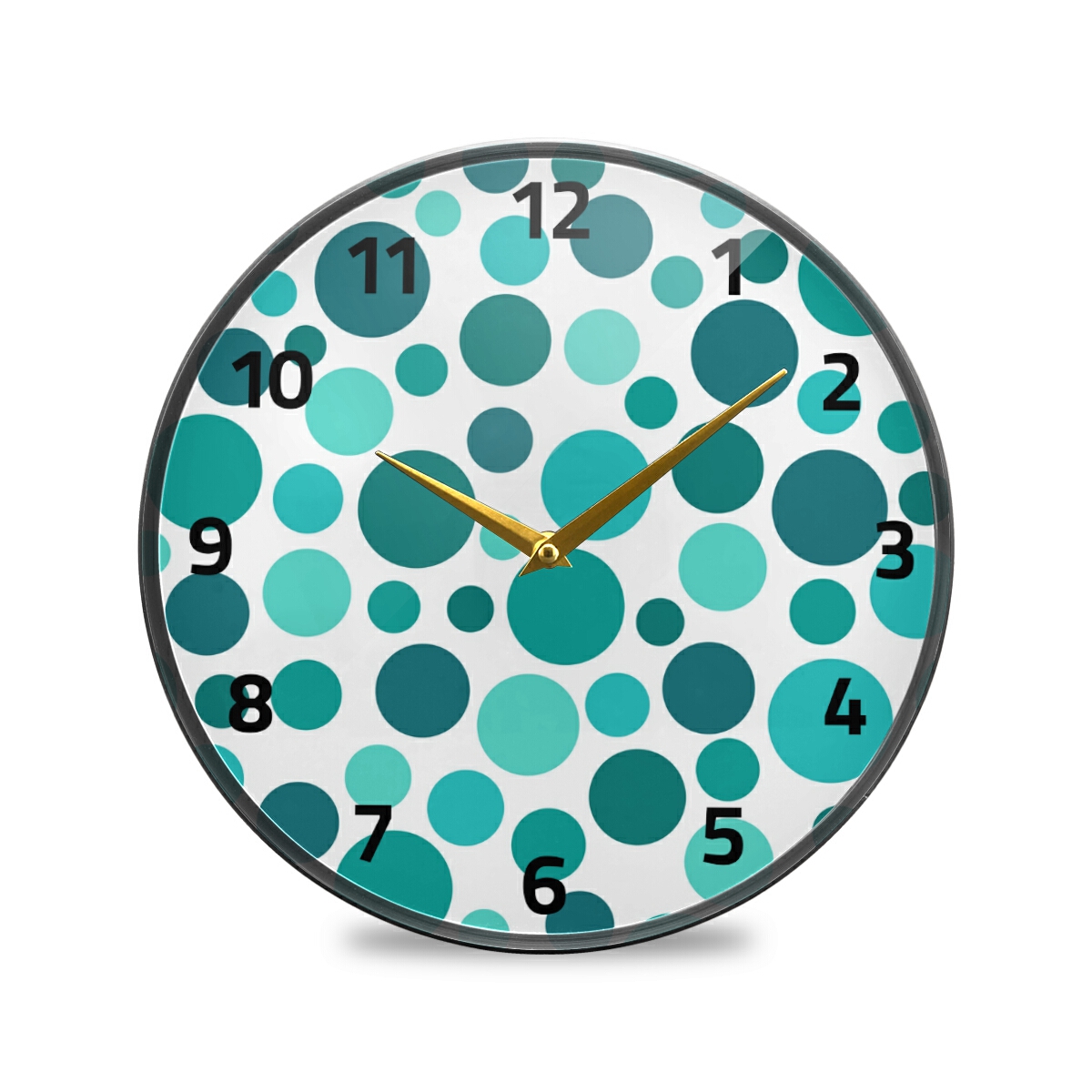 ALAZA Teal Polka Dot Wall Clock Battery Operated Silent Non Ticking