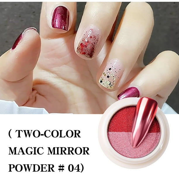 Fiudx Polvo para Uñas, Efectos Holográficos, Polvo Sólido para Manicura, Diseño de Titanio Bicolor, para Decoración de Uñas, Producto de Salón de Belleza, Caja Ligera de 0,8 Gramos.