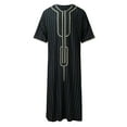 thumbnail image 2 of Lefu Hommes Rayé Jubba Caftan Dishdash Thobe Arabe Saoudien Musulman Vêtements Maxi Robe Nouveau, 2 of 9