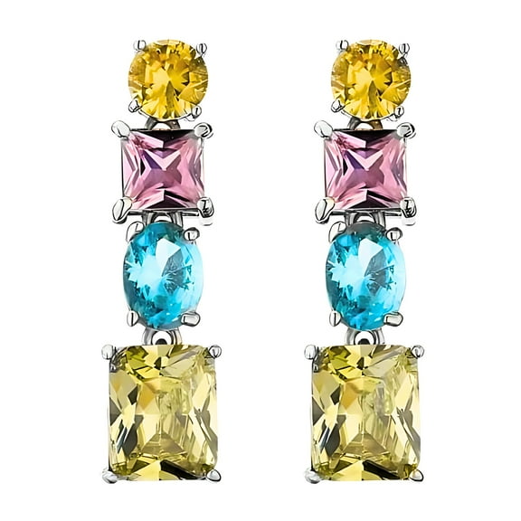 Confetti Jewel Dangle Earrings Womens Multi Color and Cut Cubic Zirconia Ginger Lyne Collection