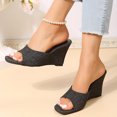 thumbnail image 4 of Anuirheih Clearance Slip on Sandals Women,Women's Wedges Shoes Ladies Beach Sandals Summer Non-Slip Causal Slippers(Black), 4 of 8