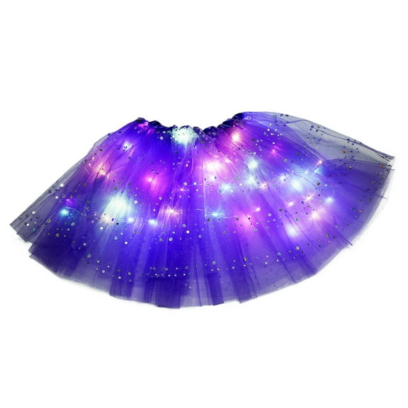 FYEGRE Tutu Skirt Layered Tutus for Women Light up 80's Tulle Tutu Skirt Party Halloween Purple One Size