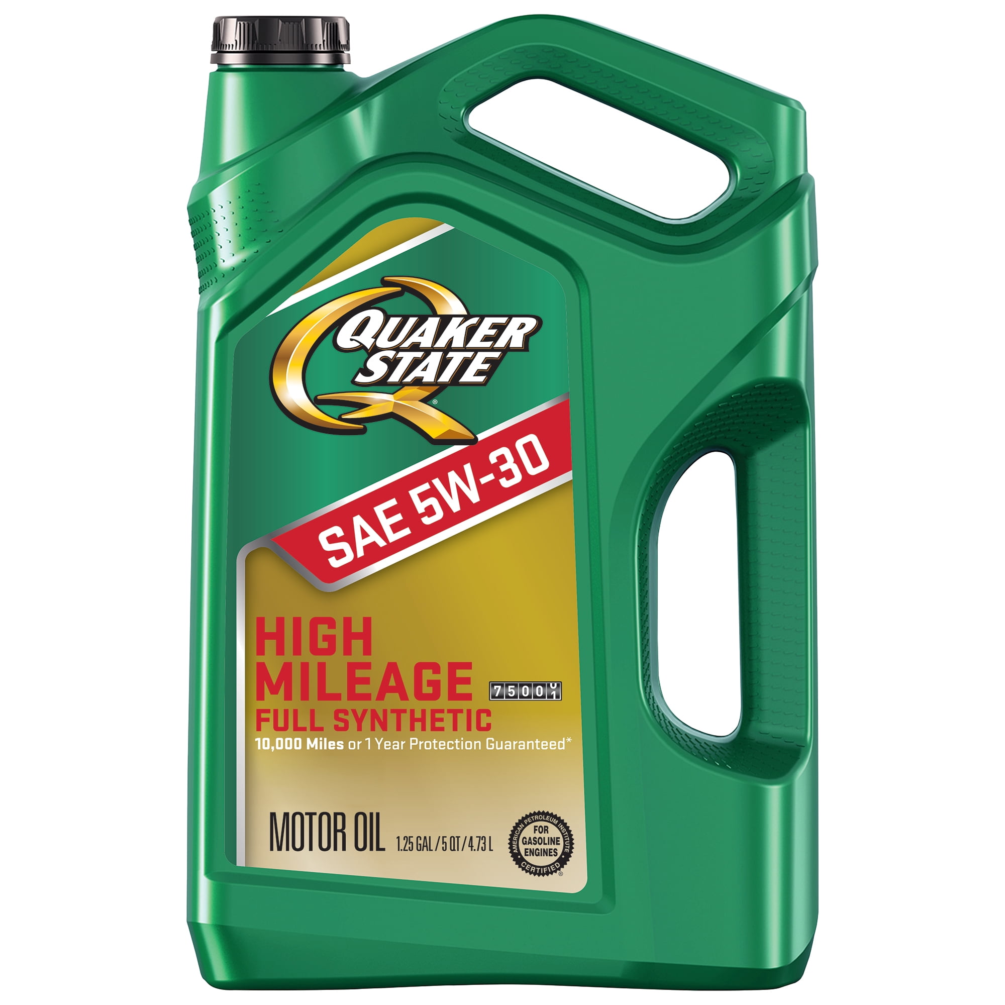 (3 pack) Quaker State Full Synthetic High Mileage 5W-30 Motor Oil, 5 Quart