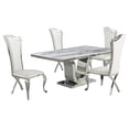 thumbnail image 1 of White Marble 5 piece Dining Set with Silver Stainless Steel Base, 1 of 4