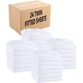 thumbnail image 1 of GFDYREE Arkwright Bulk Fitted Microfiber Sheets - (Case of 24) Color-Coded Hem Threads Bedding Essentials Supplies for Hosts of Hotel, Motel, or Rental Properties, White, Twin, 1 of 7