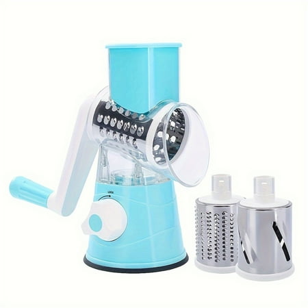 

YANGCYY Stainless Steel Rotary Cheese Grater Shredder - Manual Mandolin Slicer with 3 Round Blades for Carrots Nuts Chocolate - Versatile Polypropylene Grinder for Vegetables - Efficien