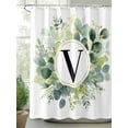 thumbnail image 2 of Shower Curtain Letter V Bathroom Curtains with Hooks, Waterproof Fabric Alphabet Green Eucalyptus Leaves Bath Shower Curtains Set for Bathroom Bathtubs Decor 72x72 Inch, 2 of 8