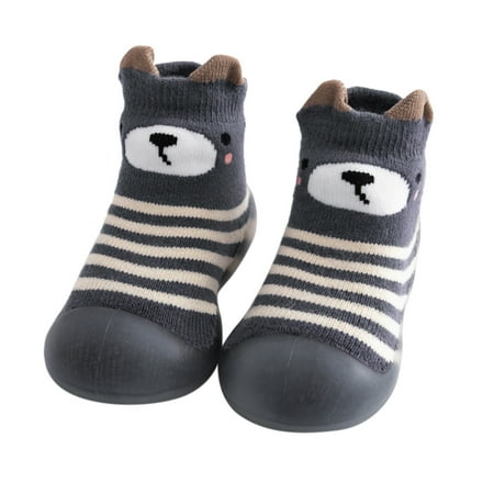 

Cathalem Slippers Thin Feet Kids Toddler Baby Boys Girls Solid Warm Knit Soft Sole Rubber Shoes Socks Boiled Wool Slippers Boys Dark Gray 22
