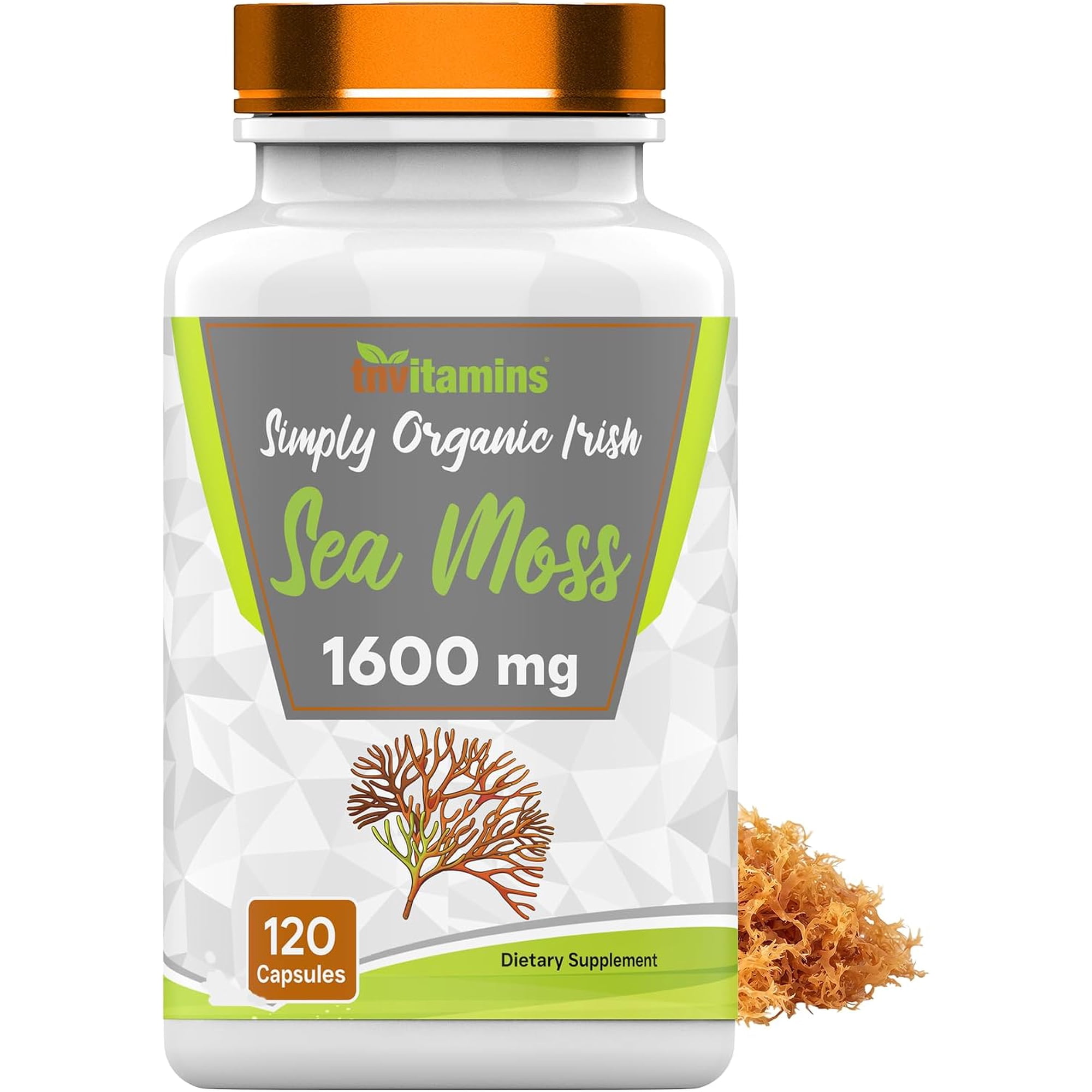 TNVitamins Organic Irish Sea Moss: 1600mg x 120 Capsules | Two Month Supply!