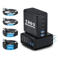 thumbnail image 1 of Bloque de cargador USB C de 120 W, GaN tipo C, carga rápida, 6 puertos, 1 of 9
