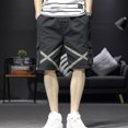 thumbnail image 2 of Pantalones cortos cargo para hombre con cordón, holgados y holgados, pantalones cortos negros anchos para hombre, ropa de verano Harajuku Y2k Vintage 2024, moda para hombre, 2 of 5