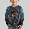 thumbnail image 2 of Boys Tshirts Child Boys Cheetah Crew Neck Long Sleeve T Shirt Cartoon Graphic Casual Top, 2 of 7
