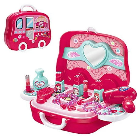 Little Girls Pretend Makeup Kit Cosmetic Pretend Play Set Kids Beauty Salon Makeup Set Toy for Children Best Gift Set with