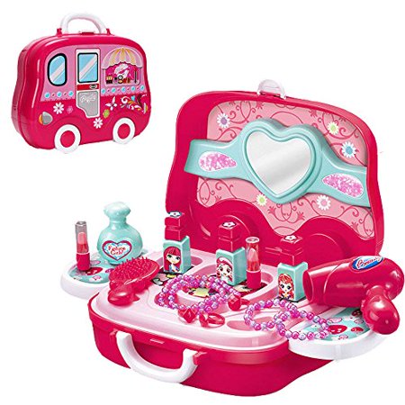 Little Girls Pretend Makeup Kit Cosmetic Pretend Play Set Kids Beauty Salon Makeup Set Toy for Children Best Gift Set with (Best Play Makeup For Toddlers)