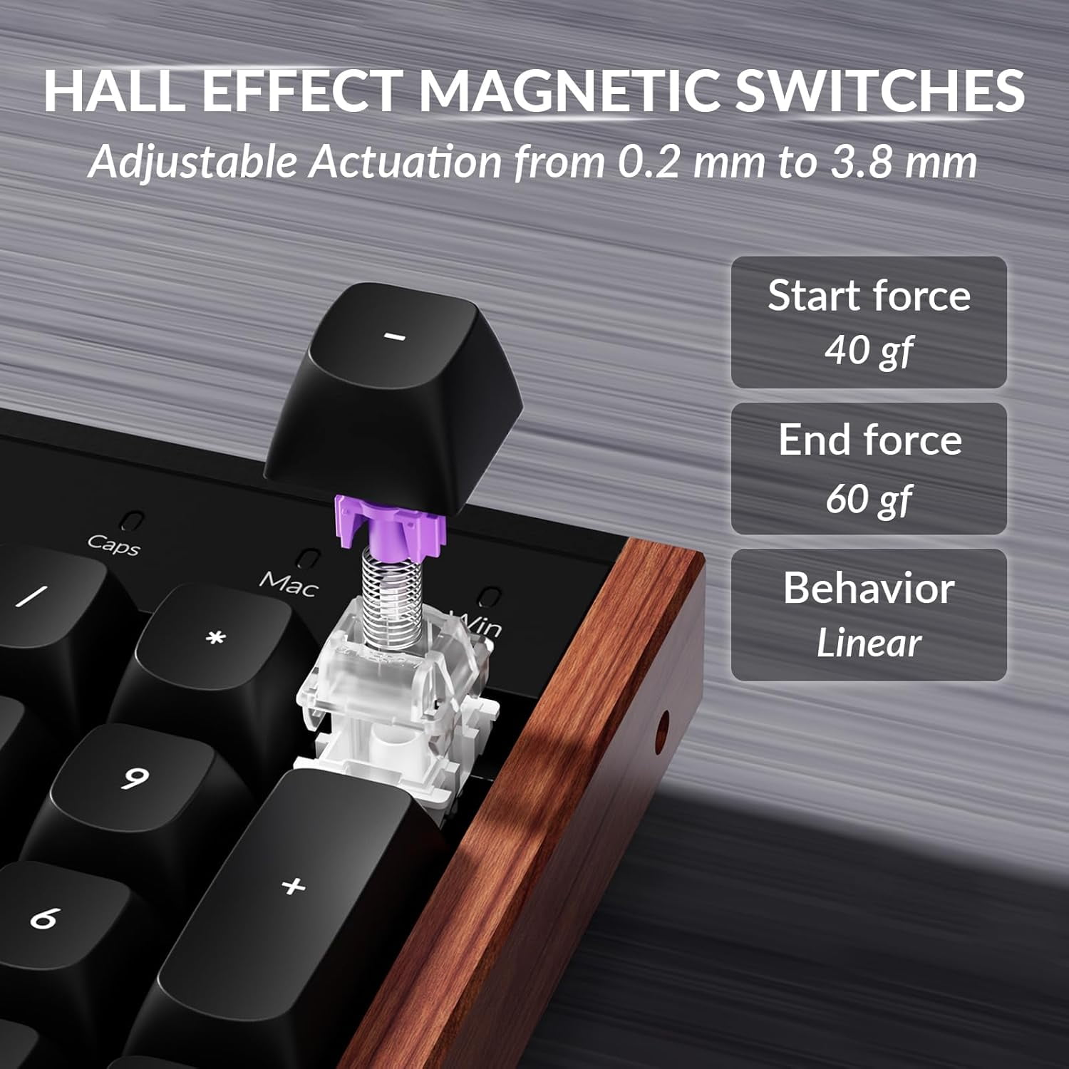 K10 HE Hall Effect Keyboard, Gateron Double-Rail Magnetic Nebula Switch, Full-Size Tri-Mode Wireless Keyboard with Rapid Trigger, Adjustable Actuation, RGB, Aluminum + Wooden Frame