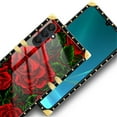 thumbnail image 4 of FKBRCL4U Compatible with Samsung Galaxy A25 Case, Vector Red Rose Green Leaf Luxury Golden Decoration for Girl Women Soft TPU Shockproof Protective Hard PC Back, 4 of 7
