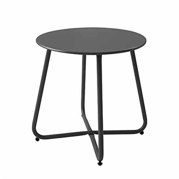 Mesa auxiliar de patio Meluvici, redonda, impermeable, de metal y acero negro