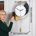 thumbnail image 2 of Large Wall Clocks for Living Room,3D Gold Pendulum Geometric Mute Metal Digital Home Clock, 2 of 8