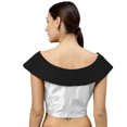 thumbnail image 3 of eloria Women's Art Silk Boat Neck Sleevless Partywear Filler Blouse Top, Color : White & Black, 3 of 6